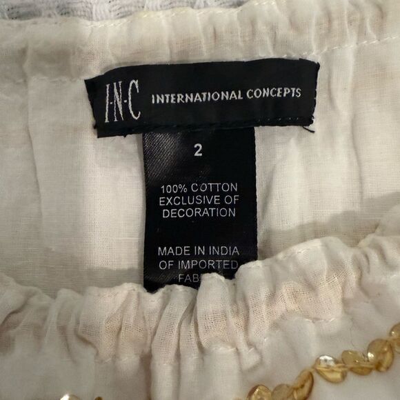 Vintage INC Crocheted with Gold sequins natural cotton gold chain halter top - Picture 3 of 6